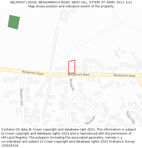 BELMONT LODGE, BENDARROCH ROAD, WEST HILL, OTTERY ST. MARY, EX11 1UU: Location map and indicative extent of plot