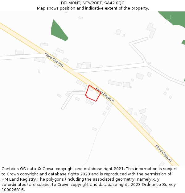 BELMONT, NEWPORT, SA42 0QG: Location map and indicative extent of plot