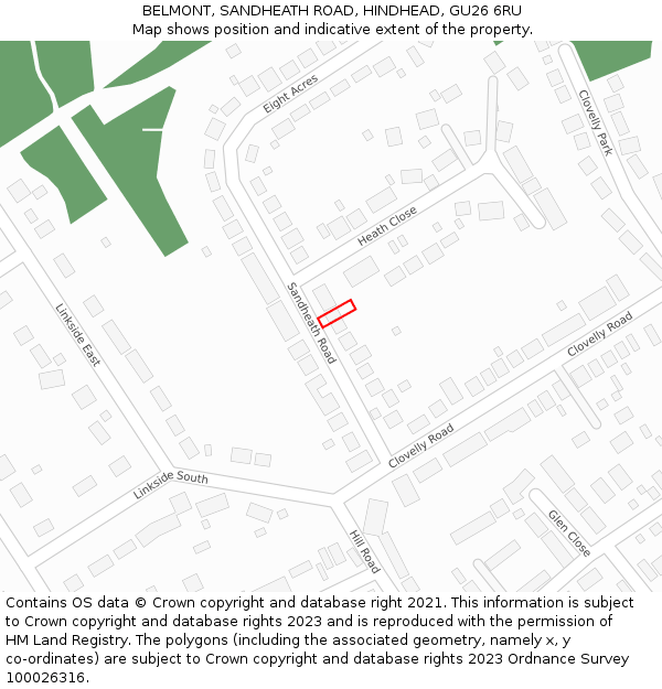 BELMONT, SANDHEATH ROAD, HINDHEAD, GU26 6RU: Location map and indicative extent of plot