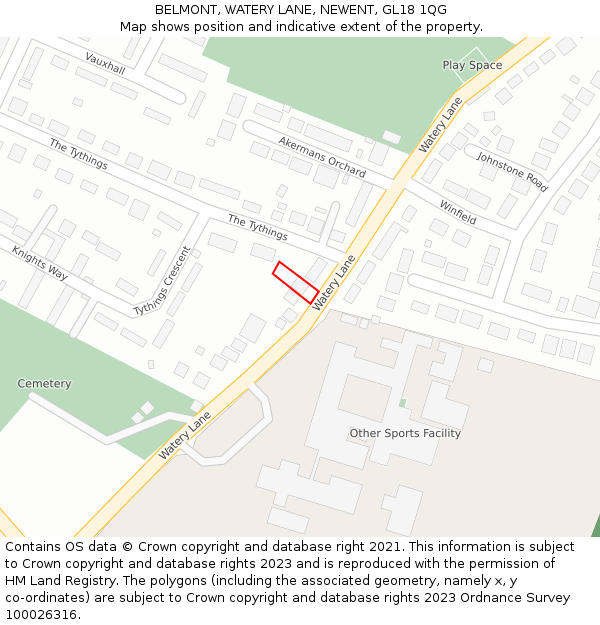 BELMONT, WATERY LANE, NEWENT, GL18 1QG: Location map and indicative extent of plot