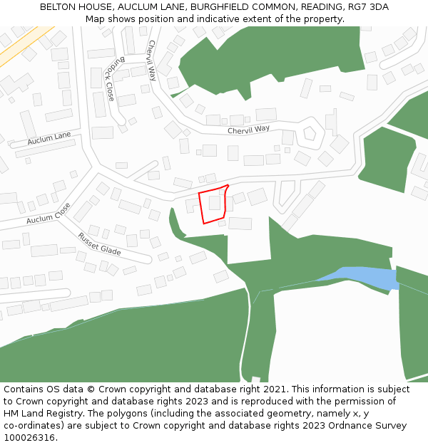 BELTON HOUSE, AUCLUM LANE, BURGHFIELD COMMON, READING, RG7 3DA: Location map and indicative extent of plot