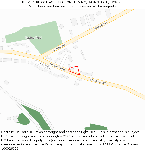 BELVEDERE COTTAGE, BRATTON FLEMING, BARNSTAPLE, EX32 7JL: Location map and indicative extent of plot