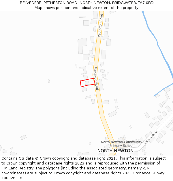 BELVEDERE, PETHERTON ROAD, NORTH NEWTON, BRIDGWATER, TA7 0BD: Location map and indicative extent of plot