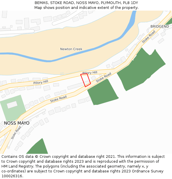 BEMAS, STOKE ROAD, NOSS MAYO, PLYMOUTH, PL8 1DY: Location map and indicative extent of plot