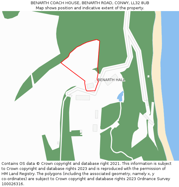 BENARTH COACH HOUSE, BENARTH ROAD, CONWY, LL32 8UB: Location map and indicative extent of plot