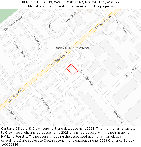 BENEDICTUS DEIUS, CASTLEFORD ROAD, NORMANTON, WF6 1PY: Location map and indicative extent of plot