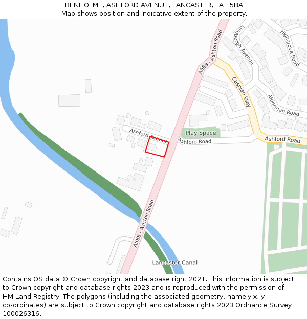 BENHOLME, ASHFORD AVENUE, LANCASTER, LA1 5BA: Location map and indicative extent of plot