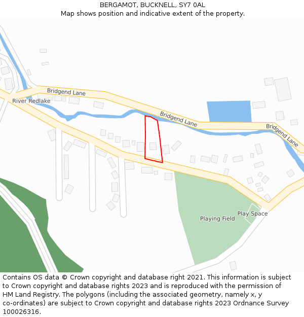 BERGAMOT, BUCKNELL, SY7 0AL: Location map and indicative extent of plot