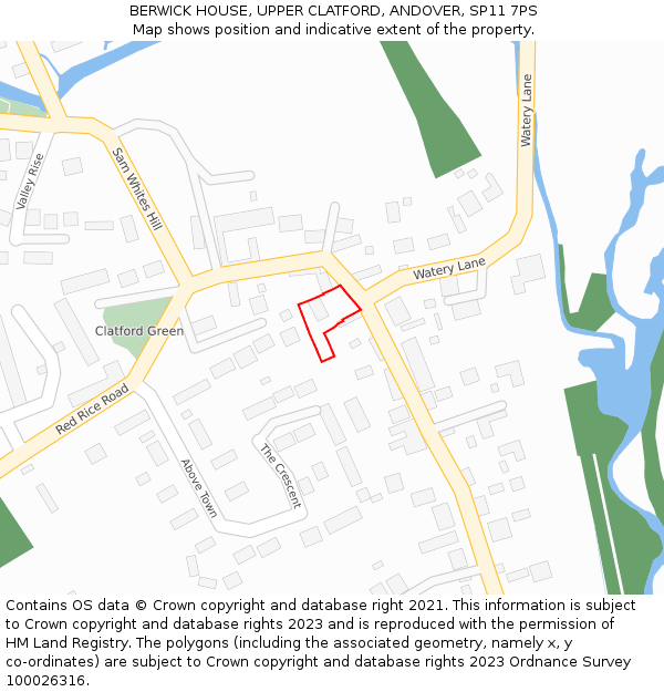 BERWICK HOUSE, UPPER CLATFORD, ANDOVER, SP11 7PS: Location map and indicative extent of plot