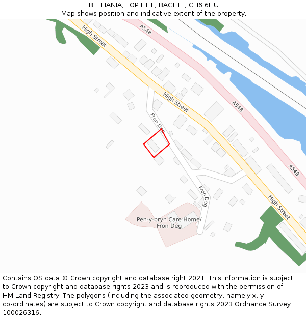 BETHANIA, TOP HILL, BAGILLT, CH6 6HU: Location map and indicative extent of plot