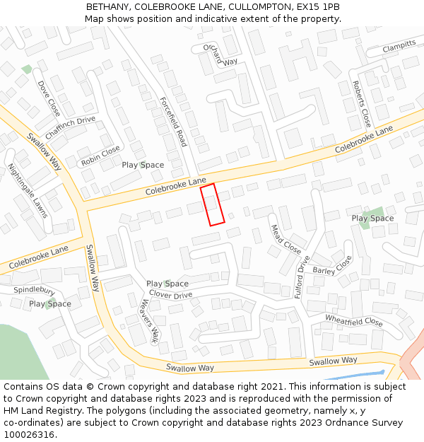 BETHANY, COLEBROOKE LANE, CULLOMPTON, EX15 1PB: Location map and indicative extent of plot