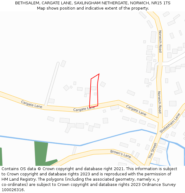 BETHSALEM, CARGATE LANE, SAXLINGHAM NETHERGATE, NORWICH, NR15 1TS: Location map and indicative extent of plot