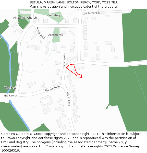 BETULA, MARSH LANE, BOLTON PERCY, YORK, YO23 7BA: Location map and indicative extent of plot