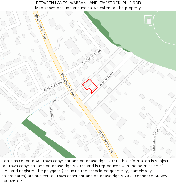 BETWEEN LANES, WARRAN LANE, TAVISTOCK, PL19 9DB: Location map and indicative extent of plot