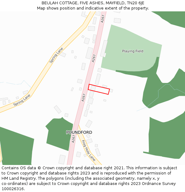 BEULAH COTTAGE, FIVE ASHES, MAYFIELD, TN20 6JE: Location map and indicative extent of plot