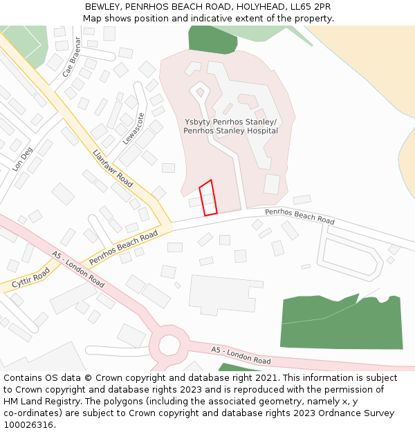 BEWLEY, PENRHOS BEACH ROAD, HOLYHEAD, LL65 2PR: Location map and indicative extent of plot