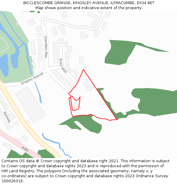 BICCLESCOMBE GRANGE, KINGSLEY AVENUE, ILFRACOMBE, EX34 8ET: Location map and indicative extent of plot
