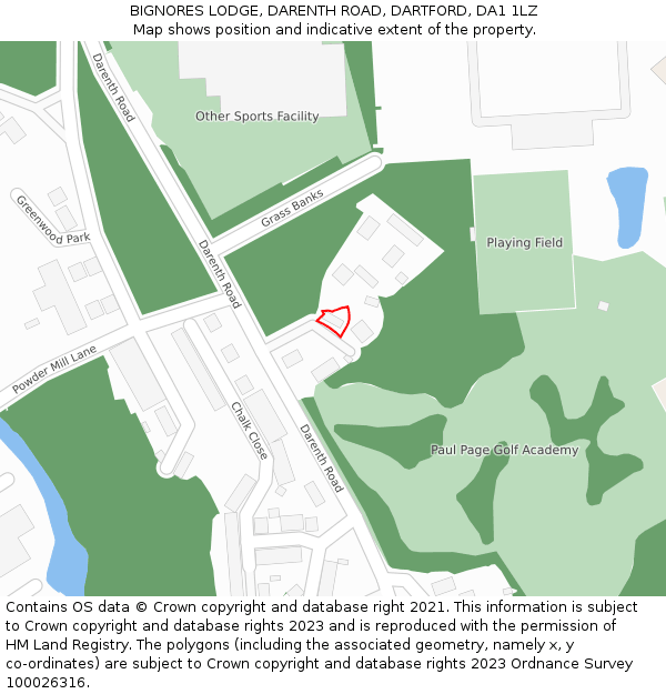 BIGNORES LODGE, DARENTH ROAD, DARTFORD, DA1 1LZ: Location map and indicative extent of plot