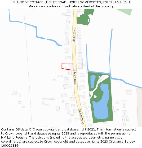 BILL DOOR COTTAGE, JUBILEE ROAD, NORTH SOMERCOTES, LOUTH, LN11 7LH: Location map and indicative extent of plot