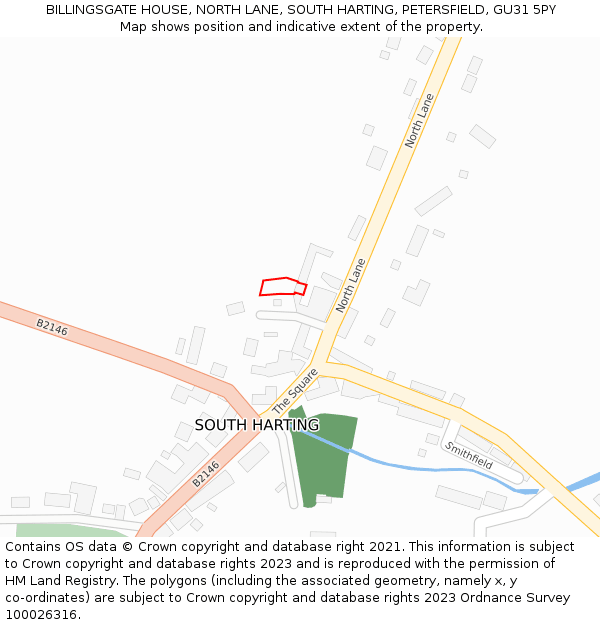 BILLINGSGATE HOUSE, NORTH LANE, SOUTH HARTING, PETERSFIELD, GU31 5PY: Location map and indicative extent of plot