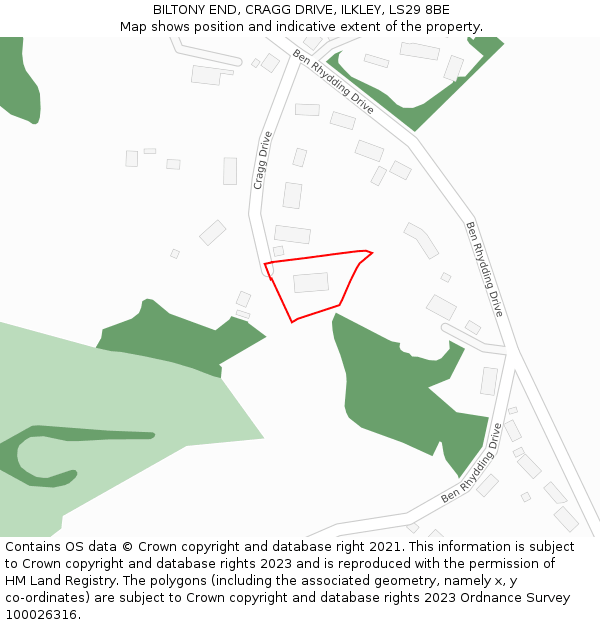 BILTONY END, CRAGG DRIVE, ILKLEY, LS29 8BE: Location map and indicative extent of plot