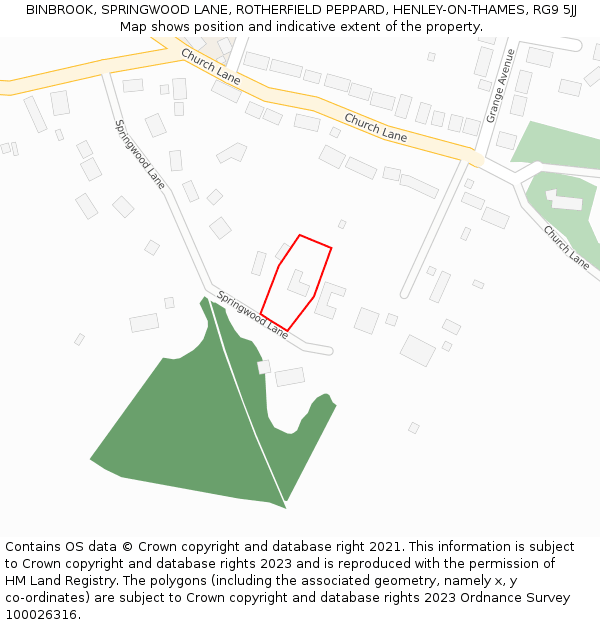 BINBROOK, SPRINGWOOD LANE, ROTHERFIELD PEPPARD, HENLEY-ON-THAMES, RG9 5JJ: Location map and indicative extent of plot