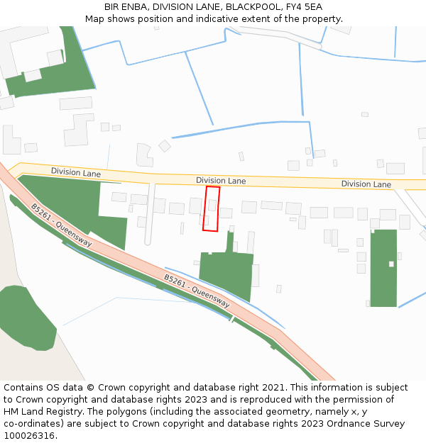 BIR ENBA, DIVISION LANE, BLACKPOOL, FY4 5EA: Location map and indicative extent of plot