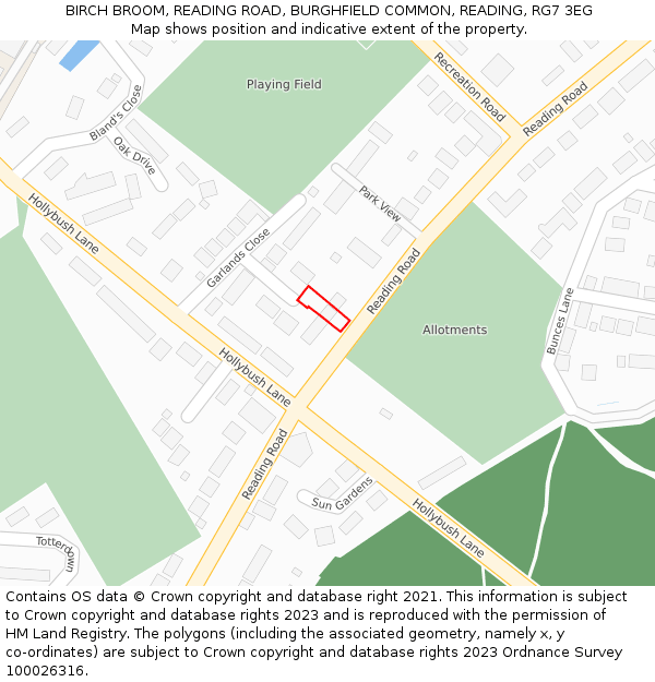 BIRCH BROOM, READING ROAD, BURGHFIELD COMMON, READING, RG7 3EG: Location map and indicative extent of plot