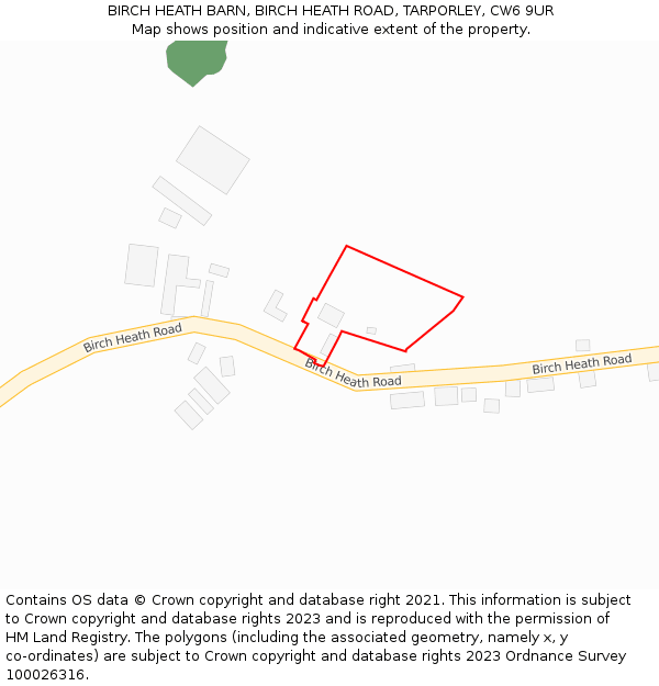 BIRCH HEATH BARN, BIRCH HEATH ROAD, TARPORLEY, CW6 9UR: Location map and indicative extent of plot