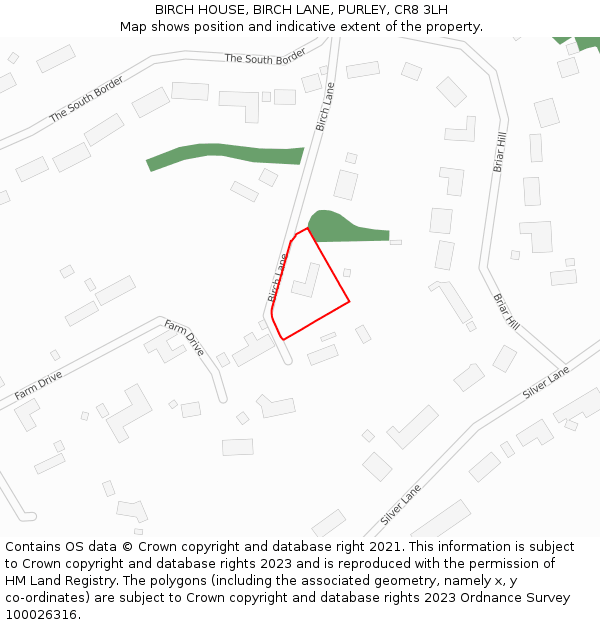 BIRCH HOUSE, BIRCH LANE, PURLEY, CR8 3LH: Location map and indicative extent of plot