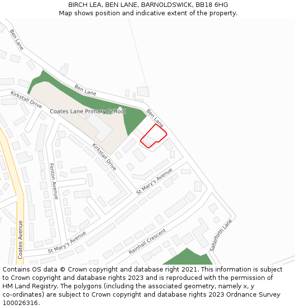 BIRCH LEA, BEN LANE, BARNOLDSWICK, BB18 6HG: Location map and indicative extent of plot