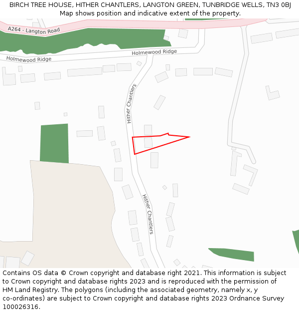 BIRCH TREE HOUSE, HITHER CHANTLERS, LANGTON GREEN, TUNBRIDGE WELLS, TN3 0BJ: Location map and indicative extent of plot