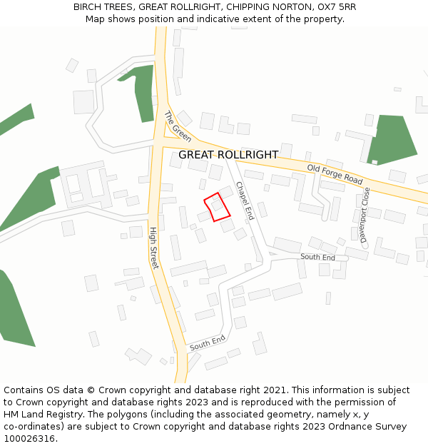 BIRCH TREES, GREAT ROLLRIGHT, CHIPPING NORTON, OX7 5RR: Location map and indicative extent of plot