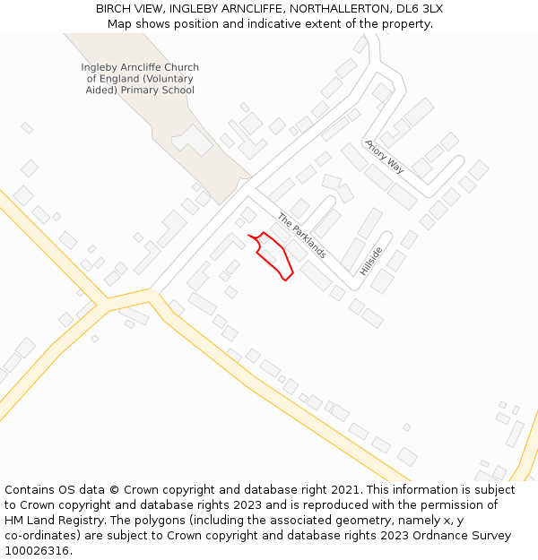 BIRCH VIEW, INGLEBY ARNCLIFFE, NORTHALLERTON, DL6 3LX: Location map and indicative extent of plot