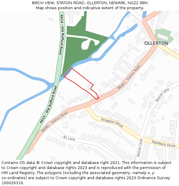 BIRCH VIEW, STATION ROAD, OLLERTON, NEWARK, NG22 9BN: Location map and indicative extent of plot