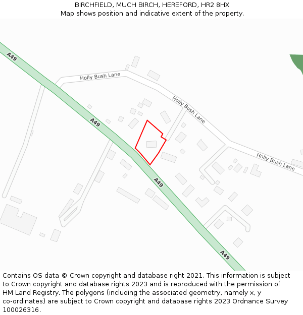 BIRCHFIELD, MUCH BIRCH, HEREFORD, HR2 8HX: Location map and indicative extent of plot