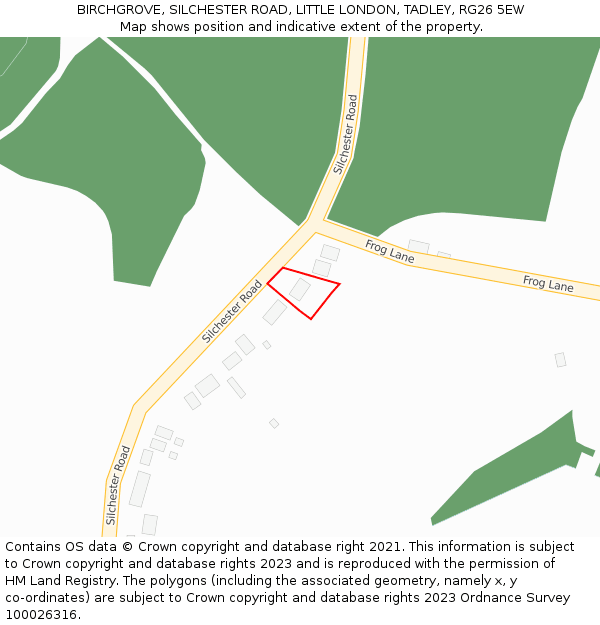 BIRCHGROVE, SILCHESTER ROAD, LITTLE LONDON, TADLEY, RG26 5EW: Location map and indicative extent of plot