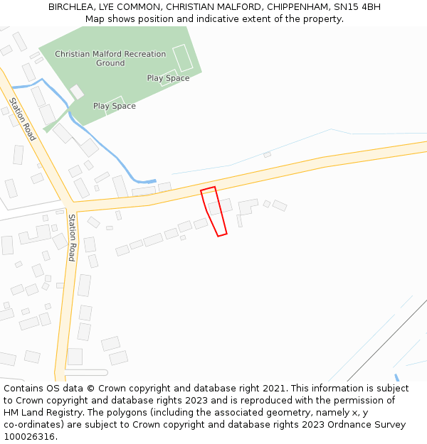 BIRCHLEA, LYE COMMON, CHRISTIAN MALFORD, CHIPPENHAM, SN15 4BH: Location map and indicative extent of plot