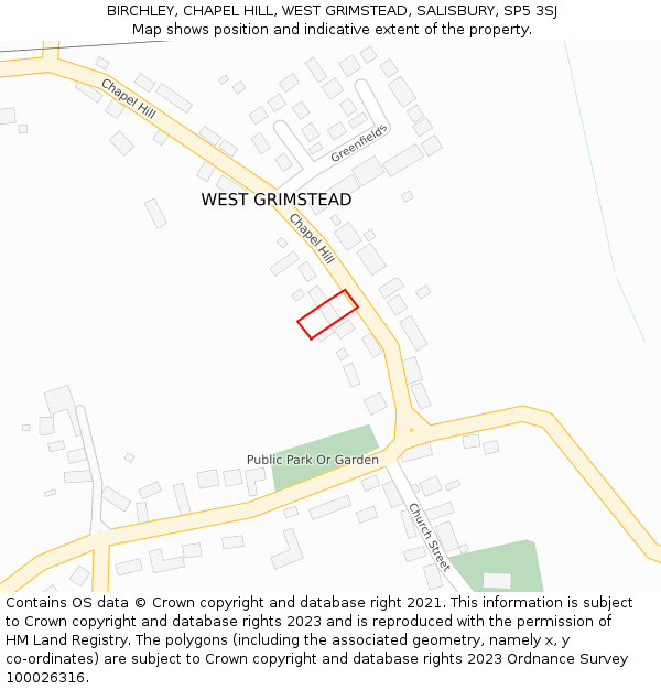 BIRCHLEY, CHAPEL HILL, WEST GRIMSTEAD, SALISBURY, SP5 3SJ: Location map and indicative extent of plot