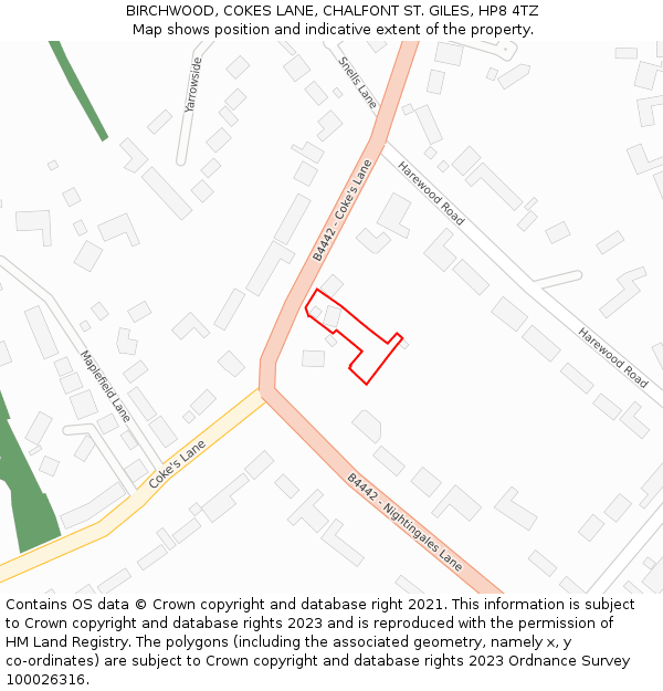 BIRCHWOOD, COKES LANE, CHALFONT ST. GILES, HP8 4TZ: Location map and indicative extent of plot