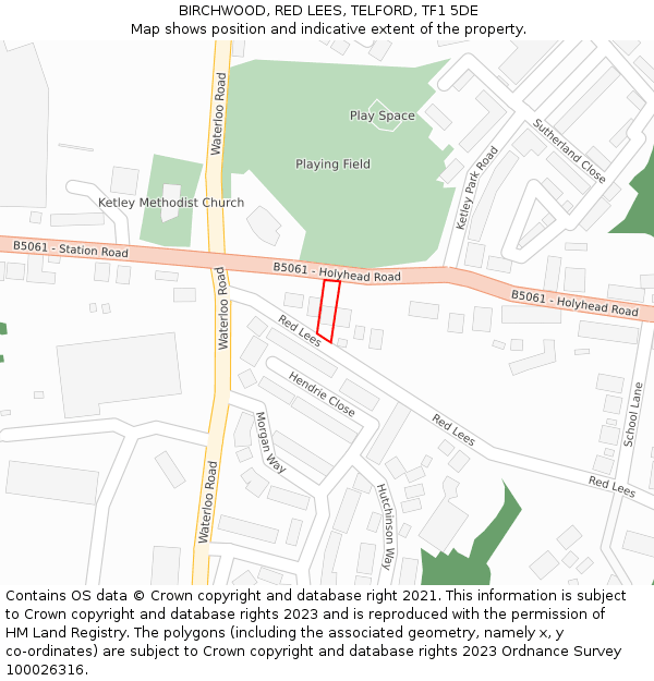 BIRCHWOOD, RED LEES, TELFORD, TF1 5DE: Location map and indicative extent of plot
