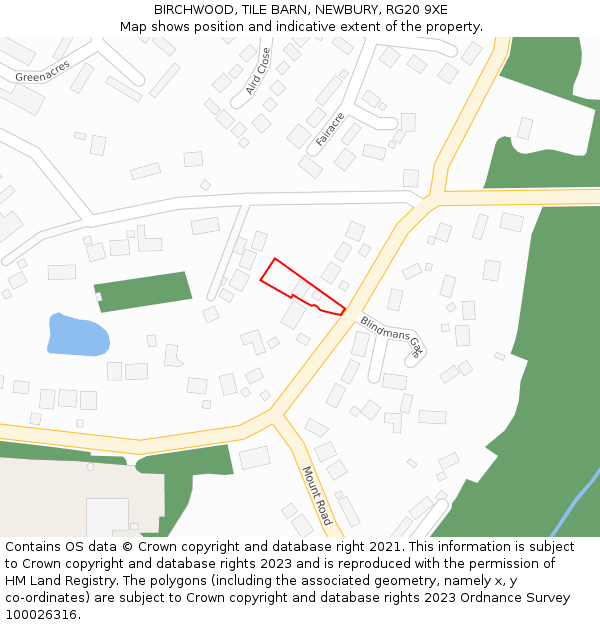 BIRCHWOOD, TILE BARN, NEWBURY, RG20 9XE: Location map and indicative extent of plot