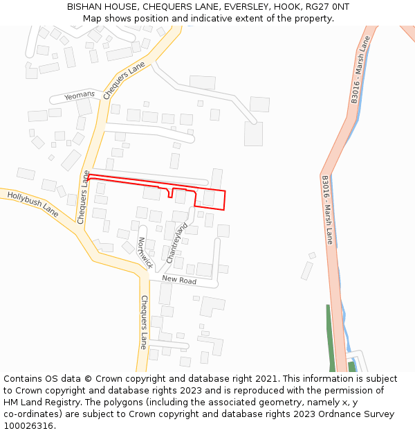 BISHAN HOUSE, CHEQUERS LANE, EVERSLEY, HOOK, RG27 0NT: Location map and indicative extent of plot
