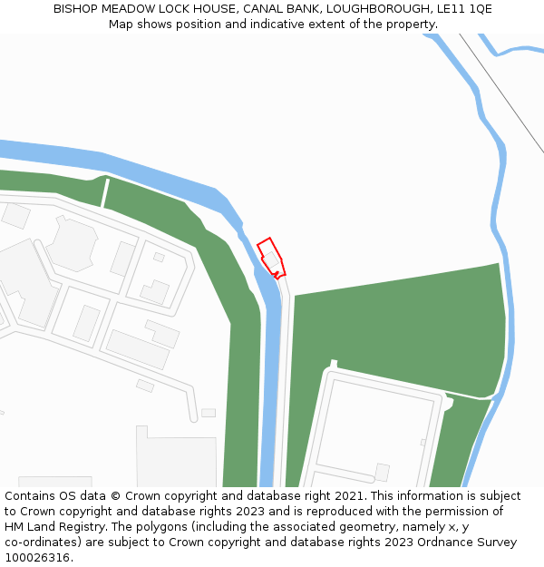 BISHOP MEADOW LOCK HOUSE, CANAL BANK, LOUGHBOROUGH, LE11 1QE: Location map and indicative extent of plot