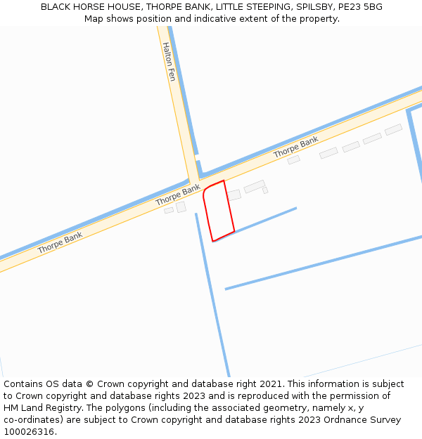 BLACK HORSE HOUSE, THORPE BANK, LITTLE STEEPING, SPILSBY, PE23 5BG: Location map and indicative extent of plot