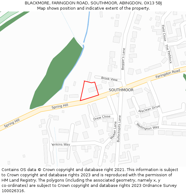 BLACKMORE, FARINGDON ROAD, SOUTHMOOR, ABINGDON, OX13 5BJ: Location map and indicative extent of plot