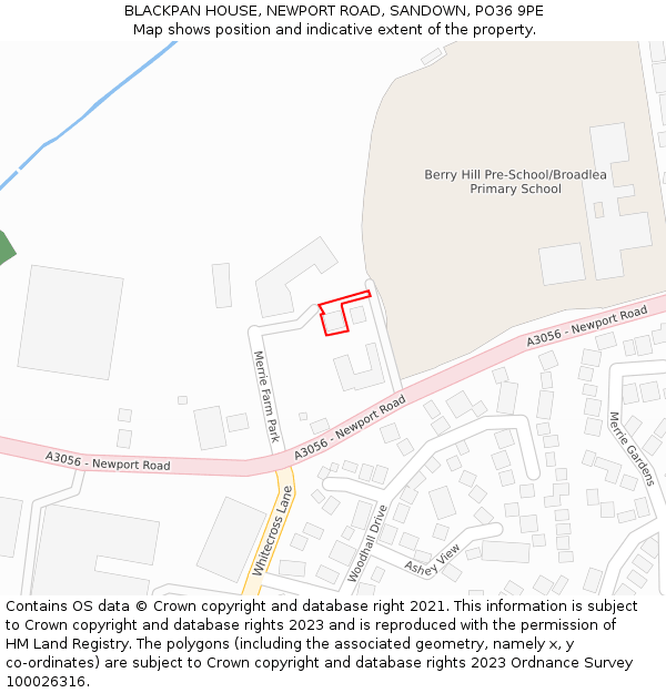 BLACKPAN HOUSE, NEWPORT ROAD, SANDOWN, PO36 9PE: Location map and indicative extent of plot
