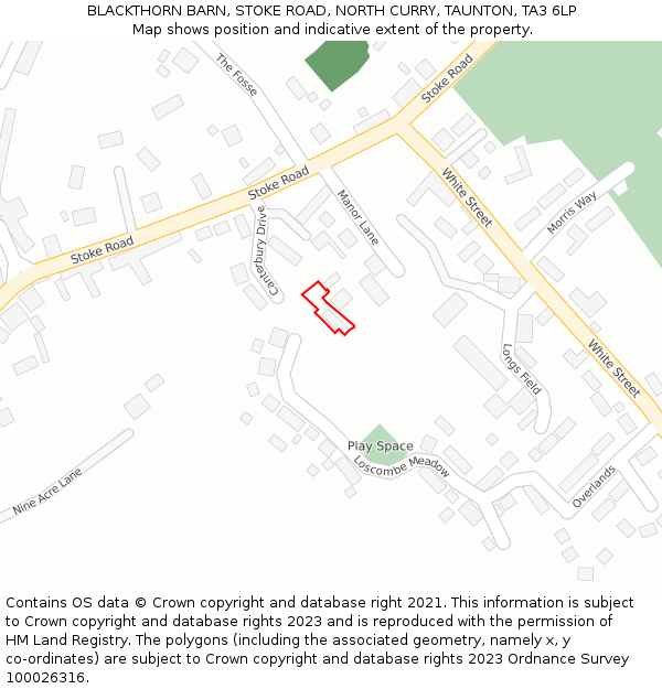 BLACKTHORN BARN, STOKE ROAD, NORTH CURRY, TAUNTON, TA3 6LP: Location map and indicative extent of plot