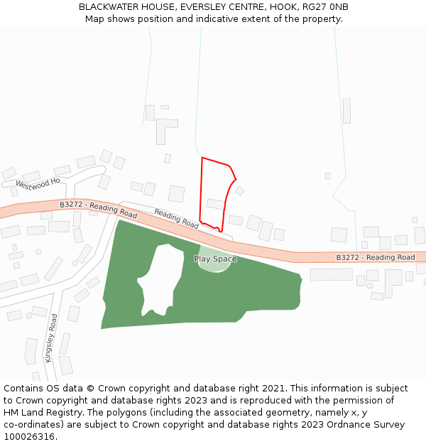 BLACKWATER HOUSE, EVERSLEY CENTRE, HOOK, RG27 0NB: Location map and indicative extent of plot