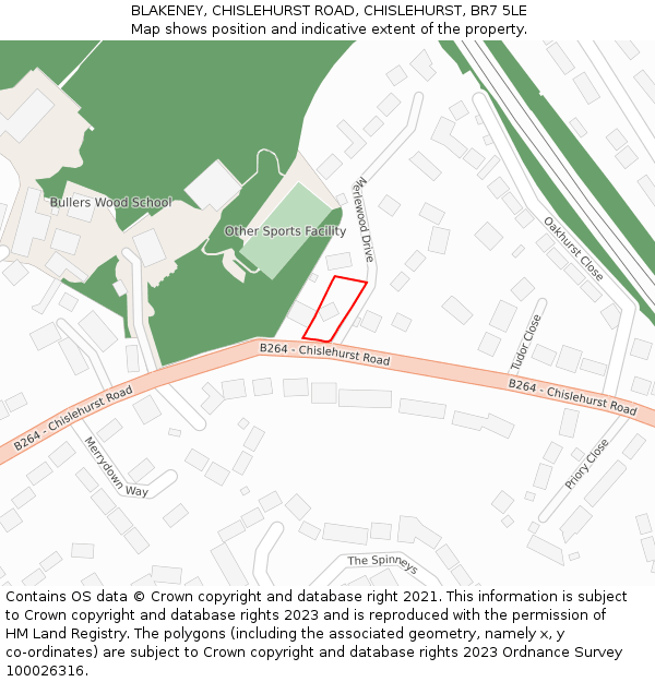 BLAKENEY, CHISLEHURST ROAD, CHISLEHURST, BR7 5LE: Location map and indicative extent of plot